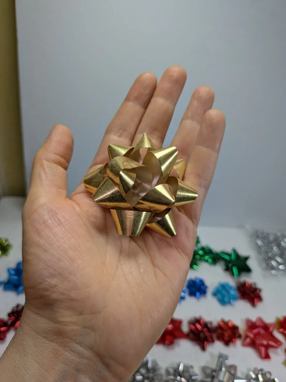 123 Pc Bulk Mini Gift Bow Lot - Tiny Small Crafts Packages Metallic Satin 1